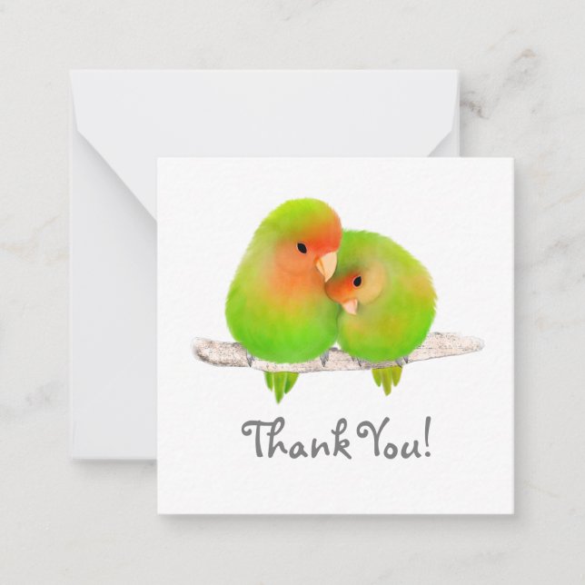 Correspondance Carte de note Lovebirds Thank You (Devant)