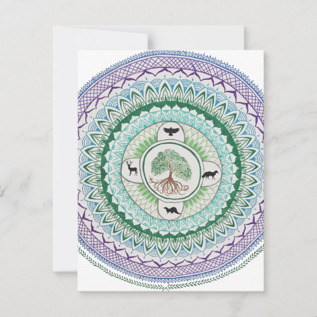 Correspondance Carte de note Mandala Willow Green (Devant)