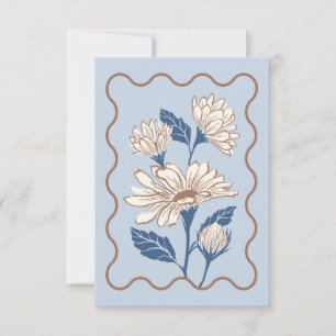 Correspondance Carte de note Marguerite Bleu Clair avec Bordure O