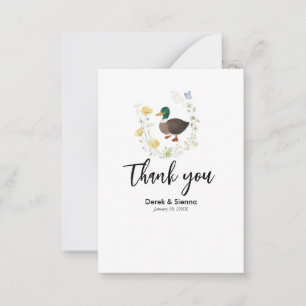 Correspondance Carte de note Mariage fleur sauvage Mallard Duck