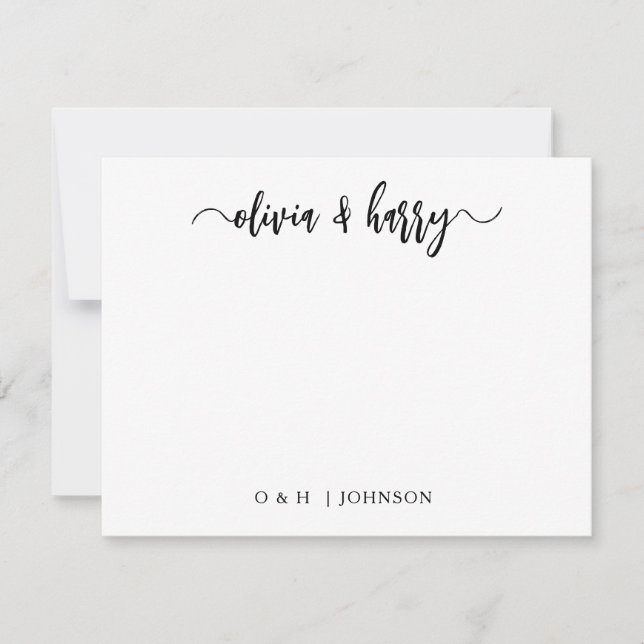 Correspondance Carte de note Mariage noir noir (Devant)
