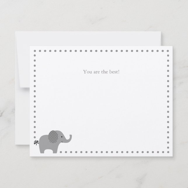 Correspondance Carte de note Merci à l'éléphant mignon (Devant)