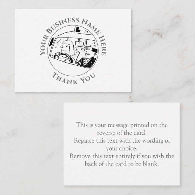 Correspondance Carte de note Merci à l'instructeur de conduite (Devant / Derrière)