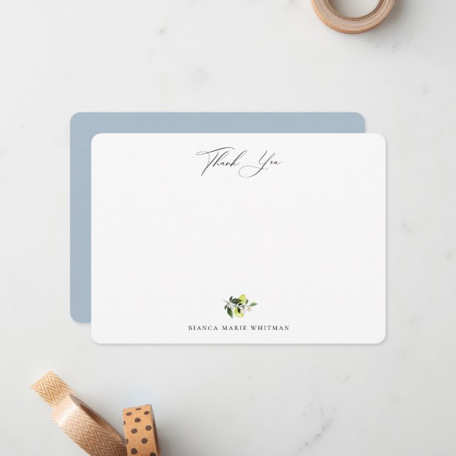 Correspondance Carte de note Merci aux citrons botaniques (Devant/Arrière en situation)