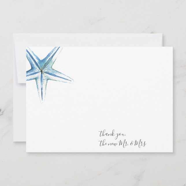 Correspondance Carte de note Merci en étoile bleue (Devant)