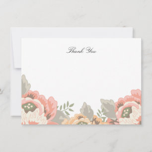Correspondance Carte de note Merci Floral vintage