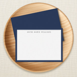 Correspondance Carte de note minimaliste bleu marine à deux bordu