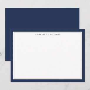 Correspondance Carte de note minimaliste bleu marine à deux bordu