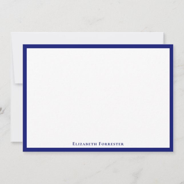 Correspondance Carte de note moderne moderne bleu marine Elegant (Devant)