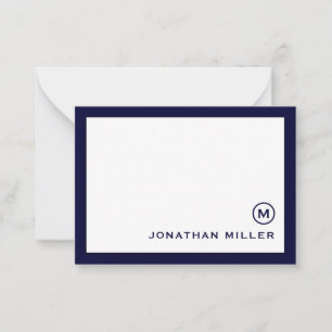 Correspondance Carte de note Monogramme blanc de la marine classi