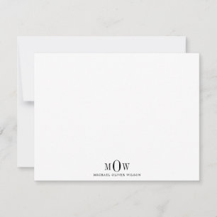 Correspondance Carte de note Monogramme de 3 lettres moderne