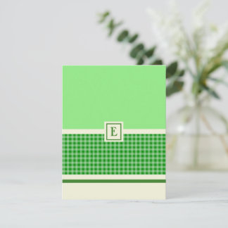 Correspondance Carte de note Monogramme de chèque vert