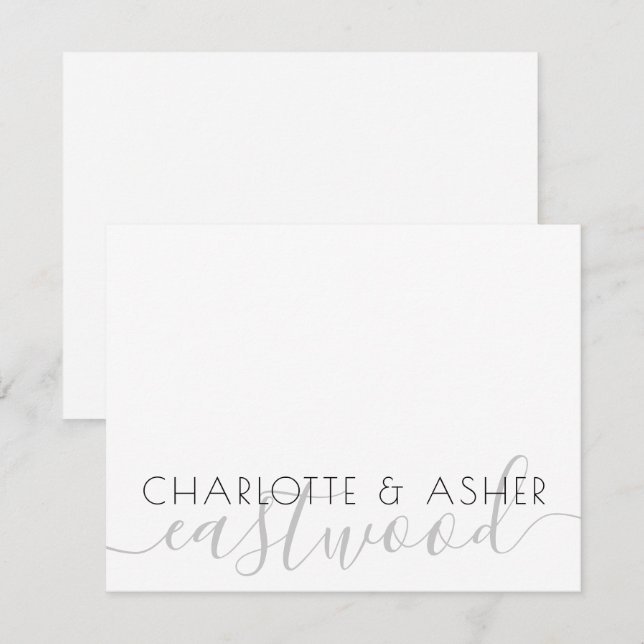 Correspondance Carte de note Monogramme Mariage de nom de couple (Devant / Derrière)