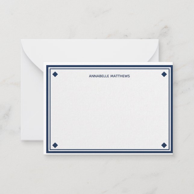 Correspondance Carte de note Monogramme Navy Preppy (Devant)