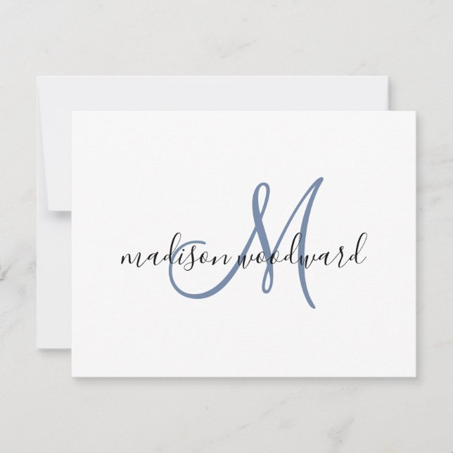 Correspondance Carte de note Monogramme Noir bleu moderne (Devant)