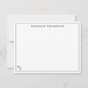 Correspondance Carte de note Monogramme noir et blanc classique