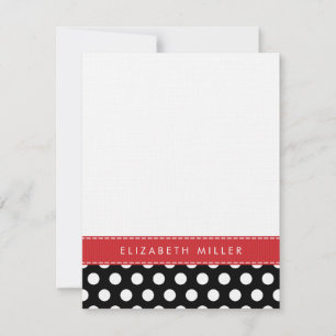 Correspondance Carte de note Monogramme Pois noir et rouge