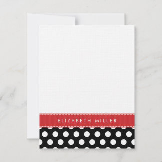 Correspondance Carte de note Monogramme Pois noir et rouge