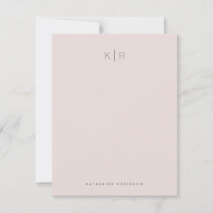 Correspondance Carte de note Monogramme rose pâle minimaliste
