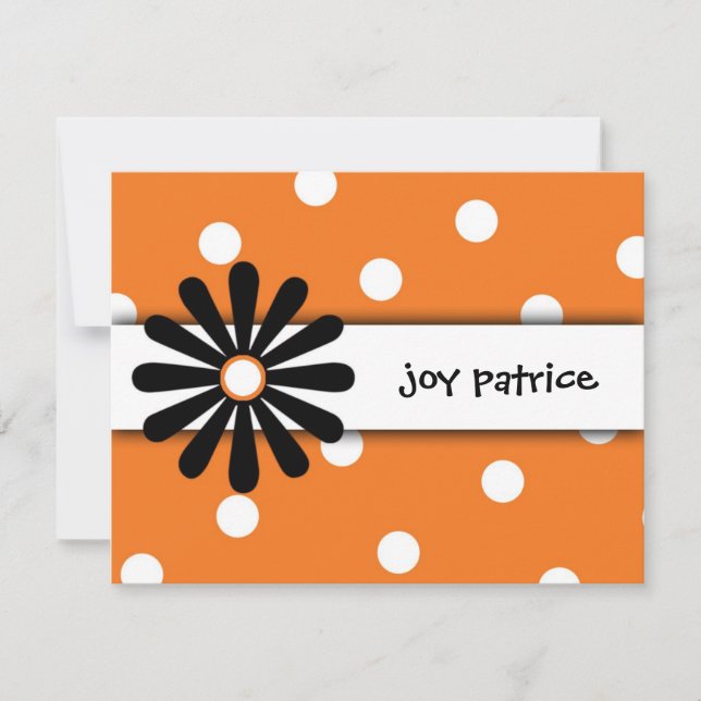 Correspondance Carte de note orange et blanc à pois (Devant)
