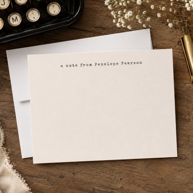 Correspondance Carte de note | Papeterie de machine à écrire rétr (Personalized typewriter note card for thank you notes, letters, and thoughtful stationery.)