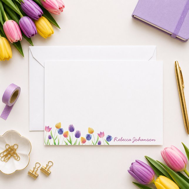Correspondance Carte de note personnalisée aux tulipes (Créateur téléchargé)