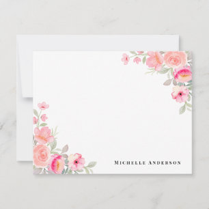 Correspondance Carte de note personnalisée avec fleurs de pêche