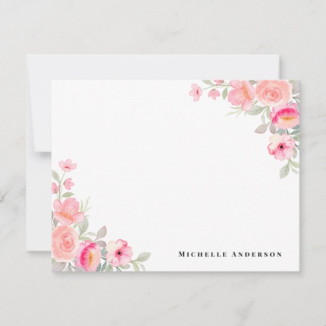 Correspondance Carte de note personnalisée avec fleurs de pêche (Devant)