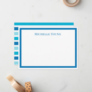 Correspondance Carte de note personnalisée avec nom à rayures ble