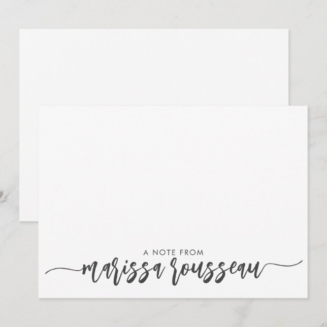 Correspondance Carte de note personnalisée avec nom en écriture m (Devant / Derrière)