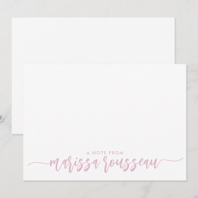 Correspondance Carte de note personnalisée avec nom en écriture r (Devant / Derrière)