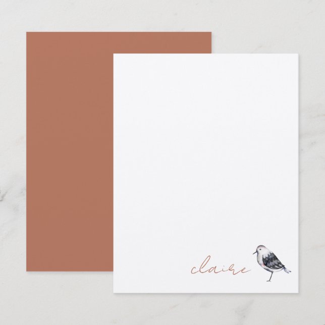 Correspondance Carte de note personnalisée avec oiseau mignon (Devant / Derrière)