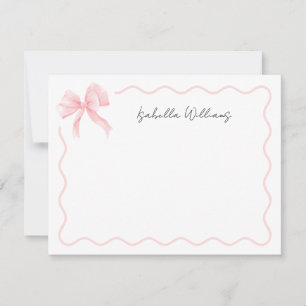 Correspondance Carte de note personnalisée avec ruban rose écritu