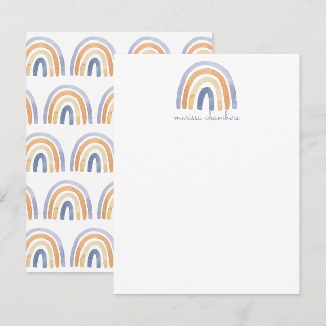 Correspondance Carte de note personnalisée Boho Rainbow Flat (Devant / Derrière)