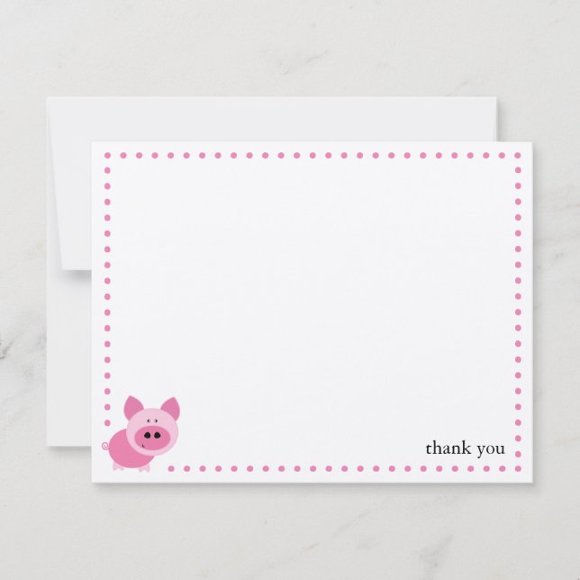 Correspondance Carte de note personnalisée Cochon rose mignon (Devant)