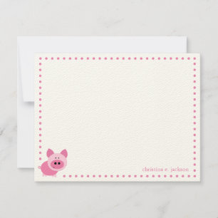 Correspondance Carte de note personnalisée Cochon rose mignon