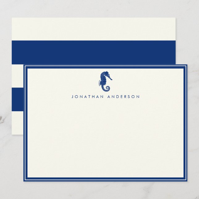 Correspondance Carte de note personnalisée du cheval de mer de la (Devant / Derrière)