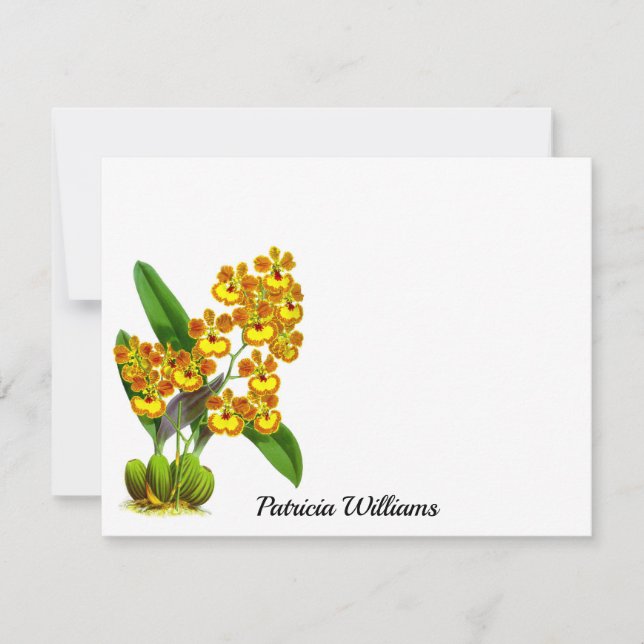Correspondance Carte de note personnalisée Fleur Orange Jaune (Devant)