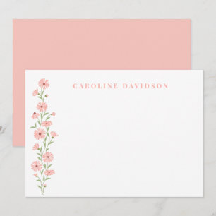 Correspondance Carte de note personnalisée florale pêche minimali