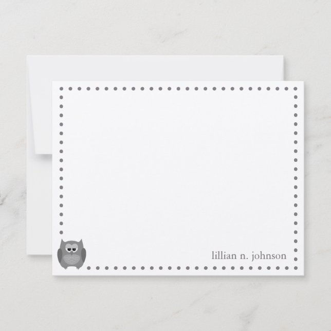 Correspondance Carte de note personnalisée Grey Owl (Devant)