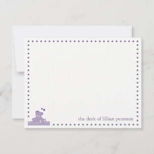 Correspondance Carte de note personnalisée Nounours violette