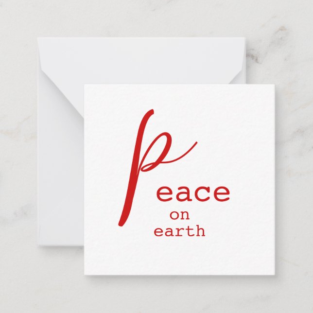 Correspondance Carte de note personnalisée Peace on Earth Red Whi (Devant)