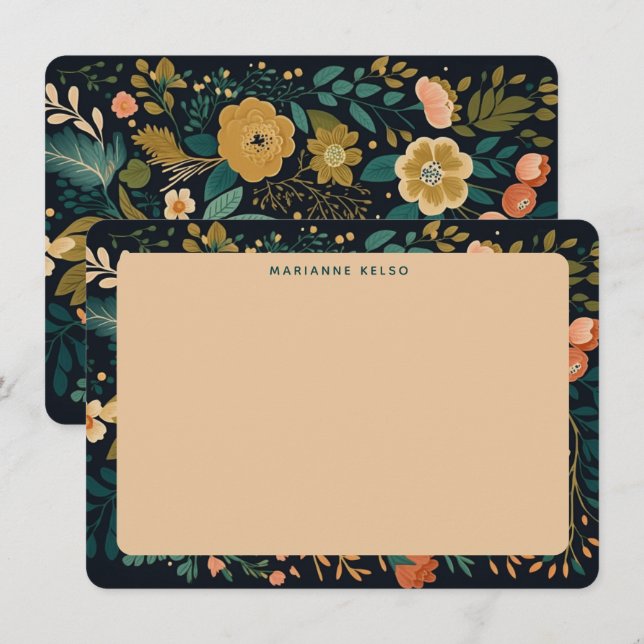 Correspondance Carte de note personnalisée Rustic Farmhouse Flora (Devant / Derrière)