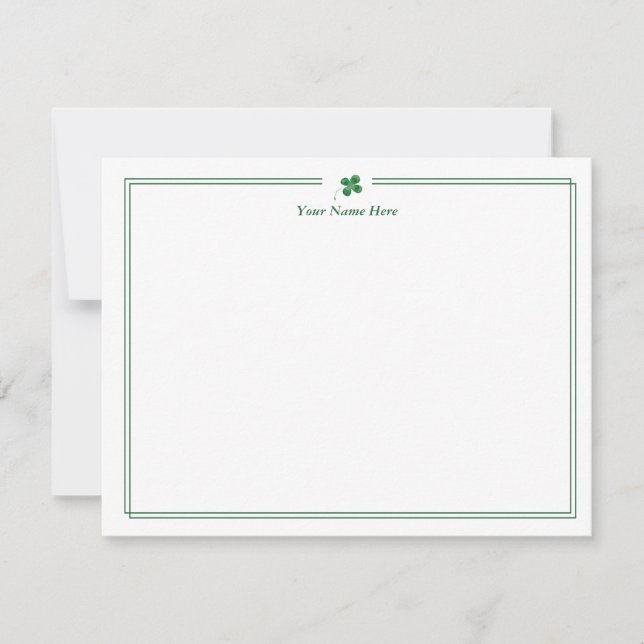 Correspondance Carte de note personnelle verte Shamrock (Devant)