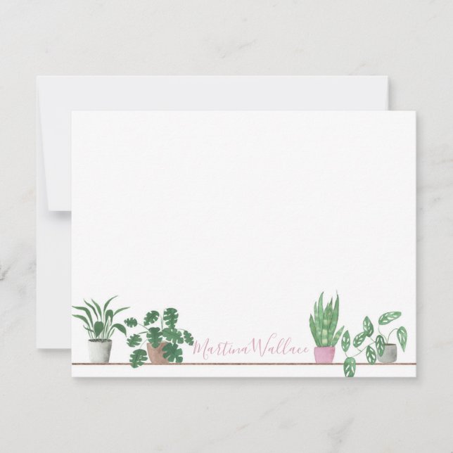 Correspondance Carte de note Plante aquarelle (Devant)