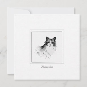 Correspondance Carte de note plat de chat de l'Himalaya noir, gri