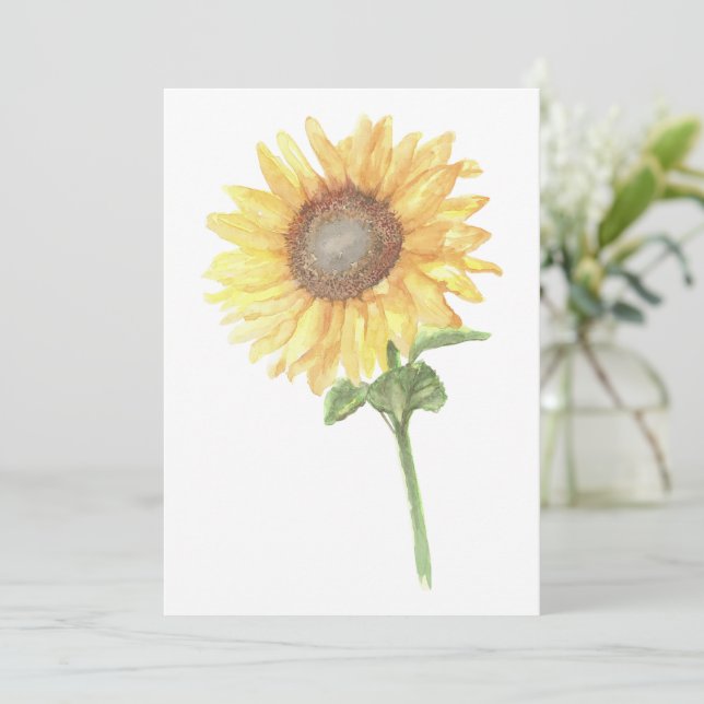Correspondance Carte de note plat de tournesol d'aquarelle (Debout devant)