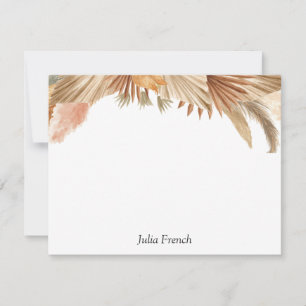 Correspondance Carte de note plat Gold Pampas Boho Rose