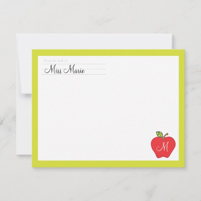 Correspondance Carte de note plat Monogram Apple Teachers (Devant)