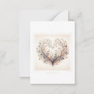 Correspondance Carte de note plat monogramme cardiaque unique